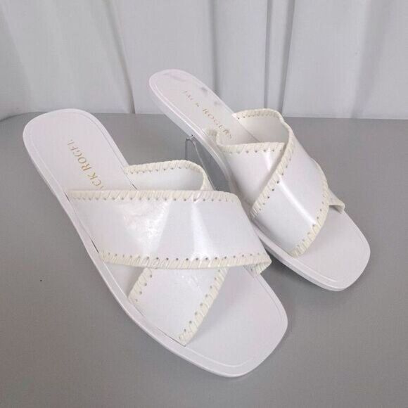 JACK ROGERS WOMENS SLOAN X BAND OPEN TOE SLIP ON SLIDE SANDALS WHITE SIZE 11M - Picture 1 of 7
